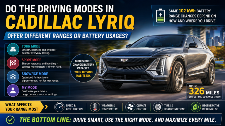 Do the Driving Modes in Cadillac LYRIQ Offer Different Ranges or Battery Usages?